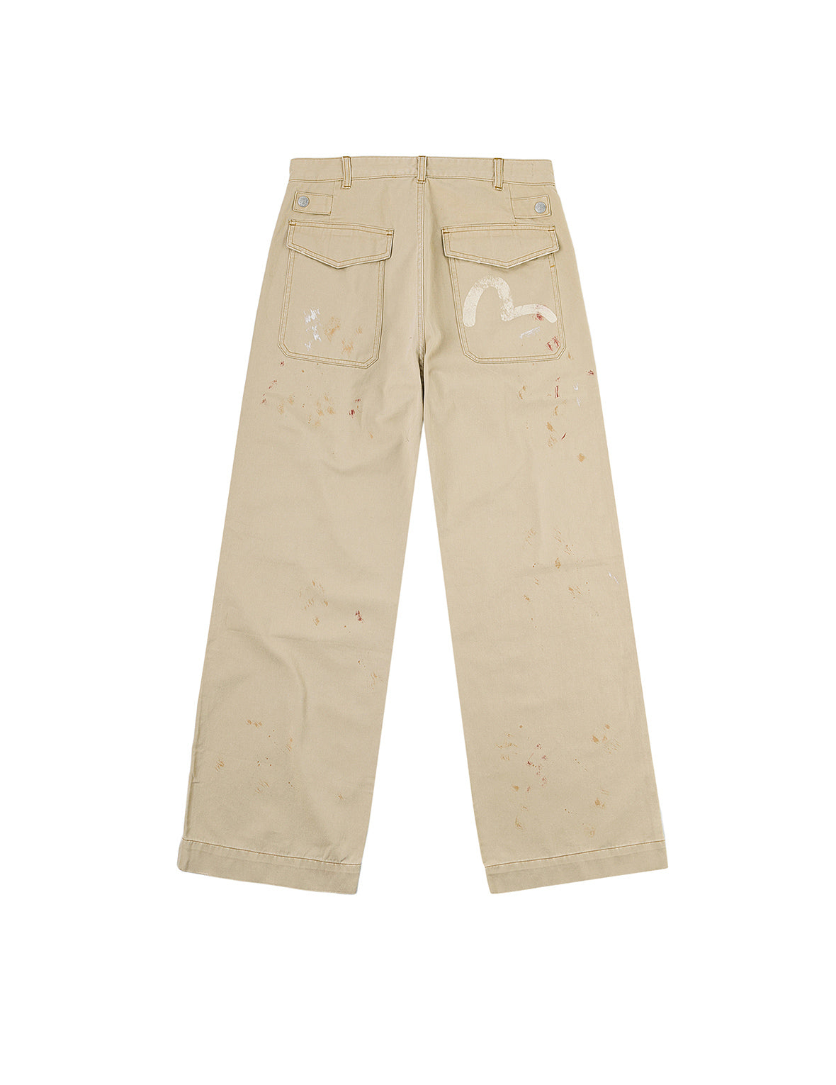 ハンドペイントカモメとスプラッシュインクプリントリラックスフィットフライトパンツ